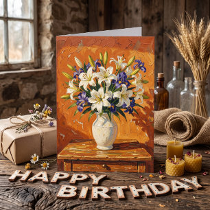 Iris und Lilien Alles Gute zum Geburtstag Oma Karte
