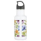 Iris und Rose Blumenmuster Edelstahlflasche (Rückseite)