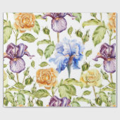 Iris und Rose Blumenmuster Geschenkpapier (Flach)