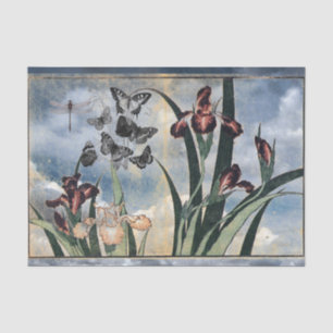 IRIS UND SCHMETTERLINGE im WOLKEN Seidenpapier