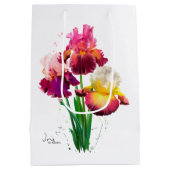 Iris und Splash von Aquarellfarben Mittlere Geschenktüte (Rückseite)