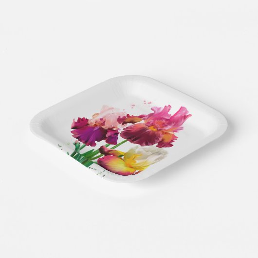 Iris und Splash von Aquarellfarben Pappteller (Gewinkelt)