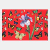 IRIS UNTER DEN FARBHAFTEN BUTTERFLIS Red Black Flo Geschenkpapier Set (Vorderseite)