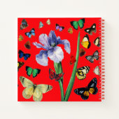 IRIS UNTER DEN FARBHAFTEN BUTTERFLIS Rote Flora Notizblock (Rückseite)