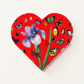 IRIS UNTER DEN FARBHAFTEN BUTTERFLIS Rote Flora Notizblock (Rückseite)