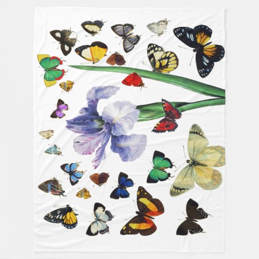 IRIS UNTER DEN FARBSCHÜTTERFLIESSEN Weiße Blüte Fleecedecke (Vorderseite)