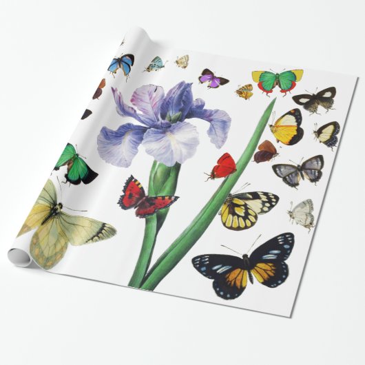 IRIS UNTER DEN FARBSCHÜTTERFLIESSEN Weiße Blüte Geschenkpapier (Ungerollt)