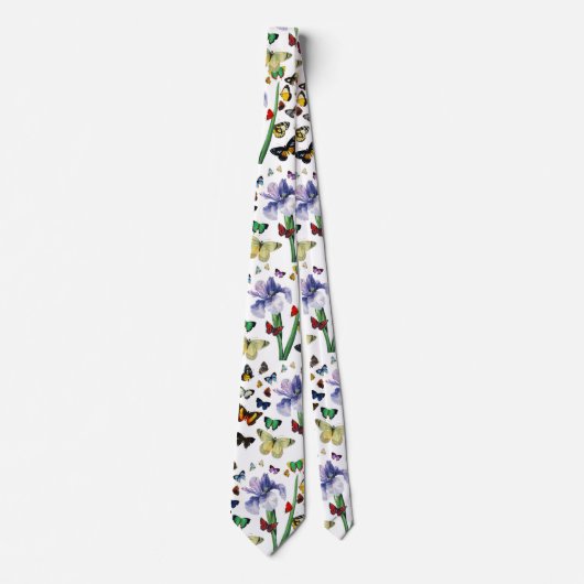 IRIS UNTER DEN FARBSCHÜTTERFLIESSEN Weiße Blüte Krawatte (Vorderseite)