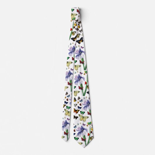 IRIS UNTER DEN FARBSCHÜTTERFLIESSEN Weiße Blüte Krawatte (Rückseite)