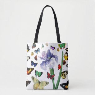 IRIS UNTER DEN FARBSCHÜTTERFLIESSEN Weiße Blüte Tasche