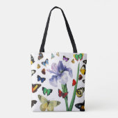 IRIS UNTER DEN FARBSCHÜTTERFLIESSEN Weiße Blüte Tasche (Rückseite)