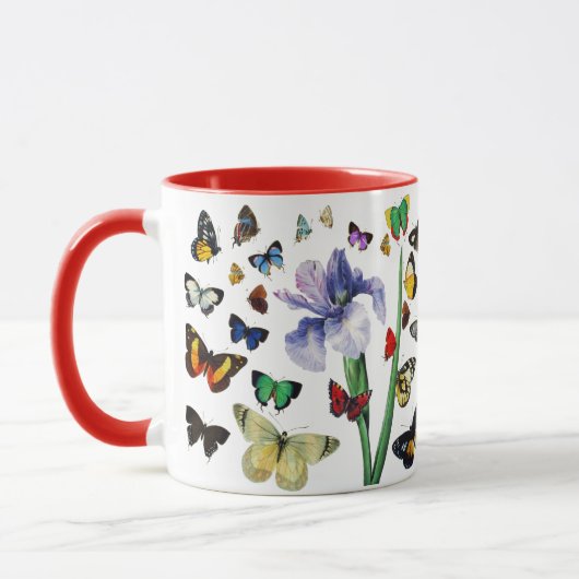IRIS UNTER DEN FARBSCHÜTTERFLIESSEN Weiße Blüte Tasse (Links)