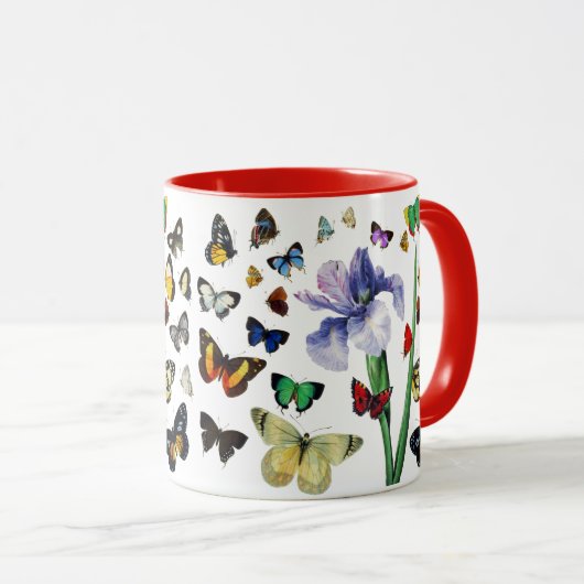 IRIS UNTER DEN FARBSCHÜTTERFLIESSEN Weiße Blüte Tasse (VorderseiteRechts)