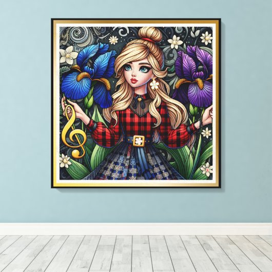 Iris Unter der Golden Symphony Leinwanddruck (Insitu (Holzboden))