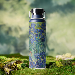 Iris Van Gogh Vintage-Blumenkunst Blumenmonogramm Trinkflasche