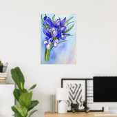 Iris Vase Aquarellmalerei Art Poster Drucken (Heimbüro)