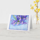 Iris Vase Blue Border Blank Grußkarte Karte (Gelbe Blume)