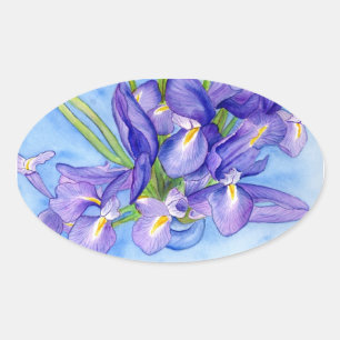 Iris Vase Blume Malaufkleber Ovaler Aufkleber