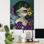 Iris Verzauberung ART PRINT Blume Feenfeder Poster (Heimbüro)