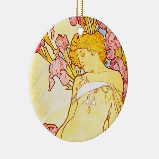 Iris-Verzierung Alphonse Mucha Keramikornament (Rechts)