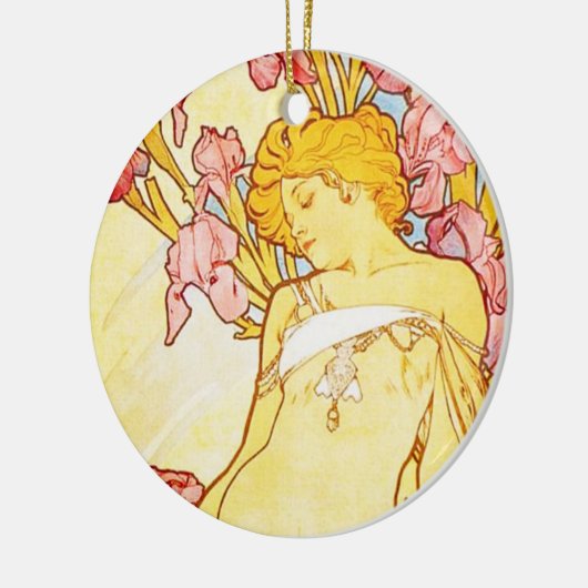 Iris-Verzierung Alphonse Mucha Keramikornament (Links)