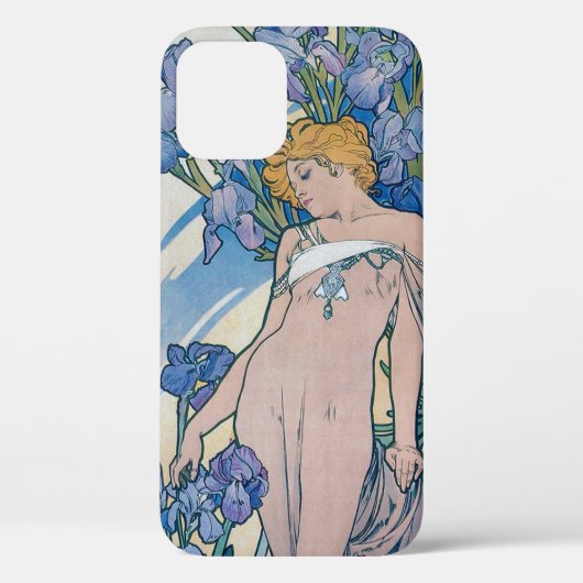Iris (vier Blume), Alphonse Mucha Case-Mate iPhone Hülle (Rückseite)