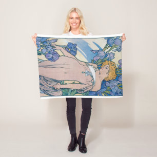 Iris (vier Blume), Alphonse Mucha Fleecedecke