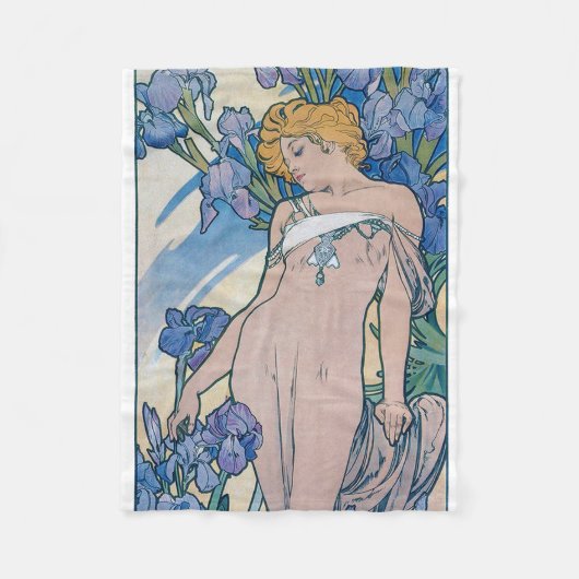 Iris (vier Blume), Alphonse Mucha Fleecedecke (Vorderseite)