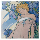 Iris (vier Blume), Alphonse Mucha Fliese (Vorderseite)