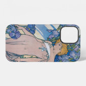 Iris (vier Blume), Alphonse Mucha iPhone Hülle (Rückseite (Horizontal))