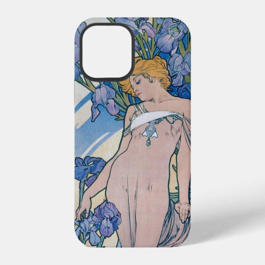Iris (vier Blume), Alphonse Mucha iPhone Hülle (Rückseite)