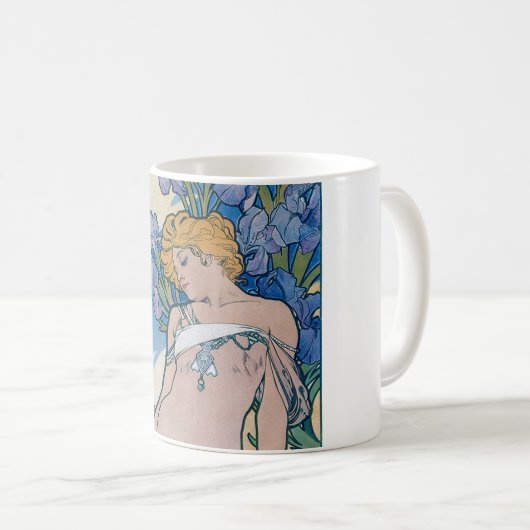 Iris (vier Blume), Alphonse Mucha Kaffeetasse (VorderseiteRechts)