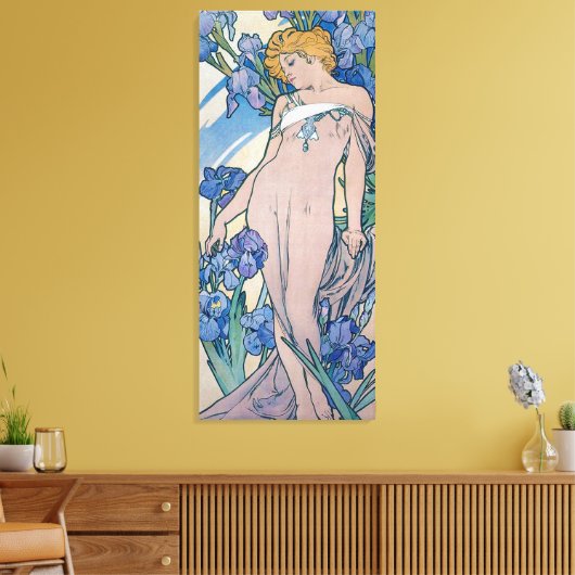 Iris (vier Blume), Alphonse Mucha Leinwanddruck (Insitu (Wohnzimmer))