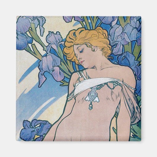 Iris (vier Blume), Alphonse Mucha Magnet (Vorne)