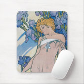 Iris (vier Blume), Alphonse Mucha Mousepad (Mit Mouse)