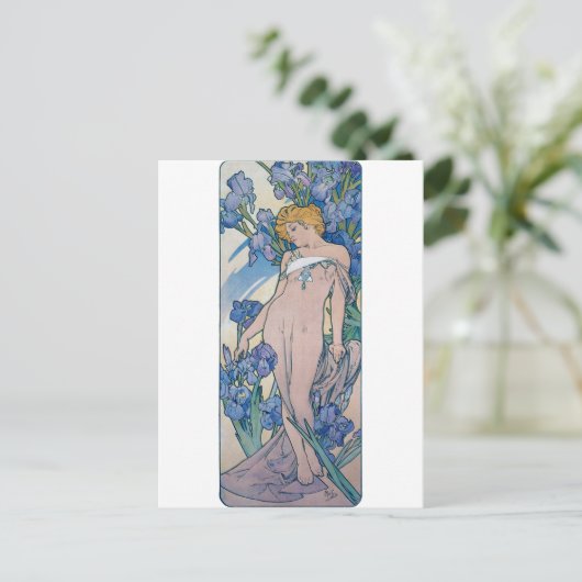 Iris (vier Blume), Alphonse Mucha Postkarte (Stehend Vorderseite)