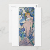 Iris (vier Blume), Alphonse Mucha Postkarte (Vorne/Hinten)