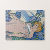 Iris (vier Blume), Alphonse Mucha Puzzle (Horizontal)