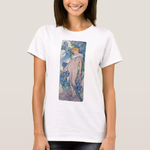 Iris (vier Blume), Alphonse Mucha T-Shirt