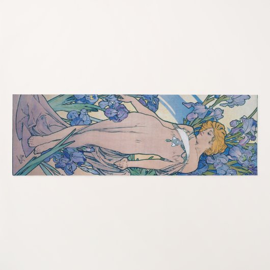 Iris (vier Blume), Alphonse Mucha Yogamatte (Vorderseite (Horizontal))