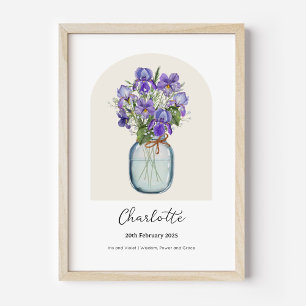 Iris Violett Geburtsmonatsblumenposter Poster
