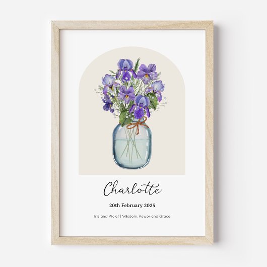 Iris Violett Geburtsmonatsblumenposter Poster