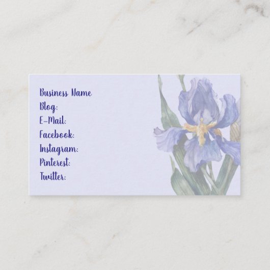 Iris Visitenkarte (Rückseite)