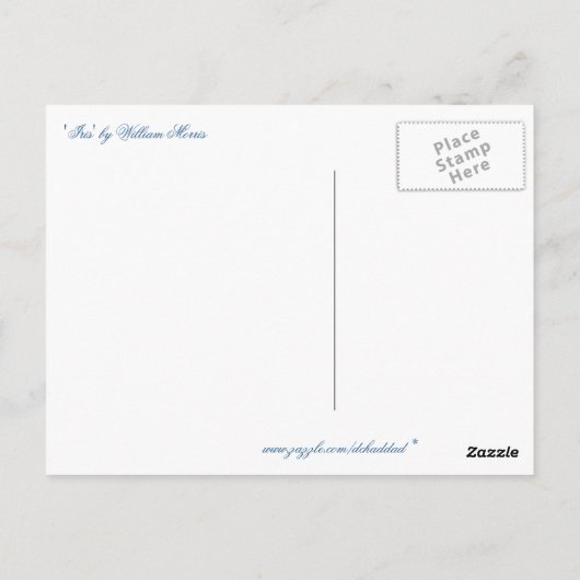 "Iris" von William Morris Postkarte (Rückseite)