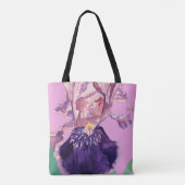 Iris Wasserfarbe Lila Lilac Floral Totbeutel Tasche (Rückseite)