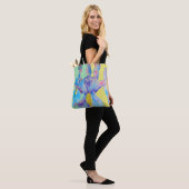 Iris Watercolor Blue Blume Floral Tote Bag Tasche (Am Model)