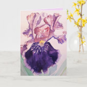 Iris Watercolor Lila Garden Blume Grüße Karte (Gelbe Blume)