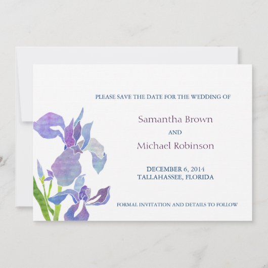 Iris Wedding Save the Date Wedding Einladungen (Rückseite)
