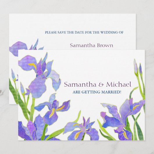 Iris Wedding Save the Date Wedding Einladungen (Vorne/Hinten)