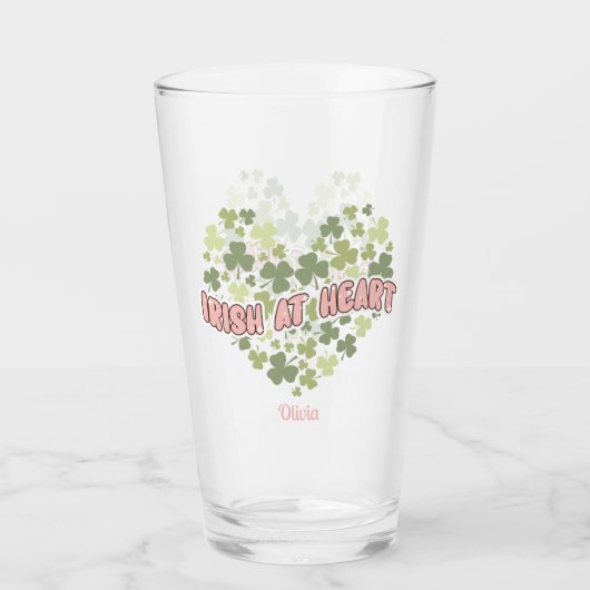 Irisch am Heart St. Patrick's Day Personalisiert Glas (Vorderseite)